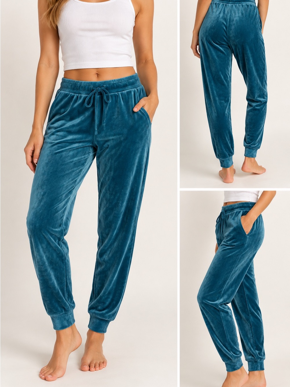 Juicy Couture Velour Jogger Lounge Pants Small Teal Blue Y2K Sleepwear